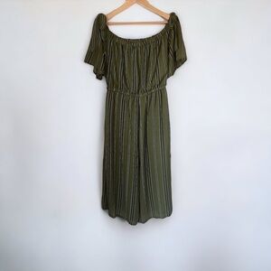 A.U.W Green Pinstripe Jumpsuit Size 12